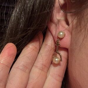 3/$12 Elegant Gold and Pearl Retro Inspired Earrings